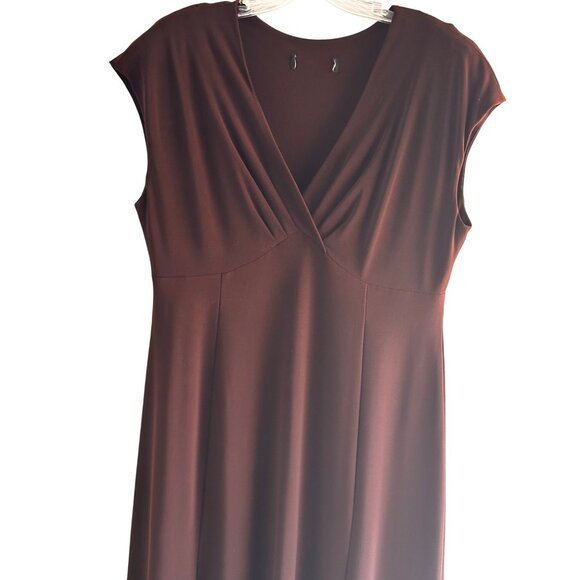 Focus Size 14 V-Neck Business Stylist Casual Sleeveless Maxi Dress Brown - Picture 3 of 13